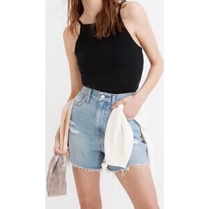 Madewell The Momjean Shorts Size 27‎ High Rise Denim Distressed Cutoff Vintage